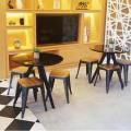 Posh Living ID’s Showroom - UBI | Product Seen: [Dojo Low Stool – Wood + Rust, & Junko Dining Table-Round customised with additional glass placed on top of table]<br />